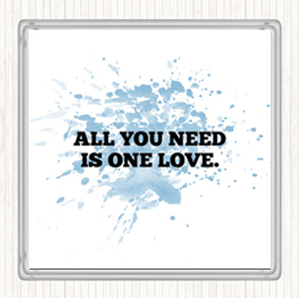 Blue White All You Need Is One Love Inspirational Quote Coaster