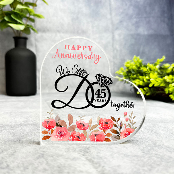 45 Years Together Happy 45th Wedding Anniversary Heart Plaque Keepsake Gift