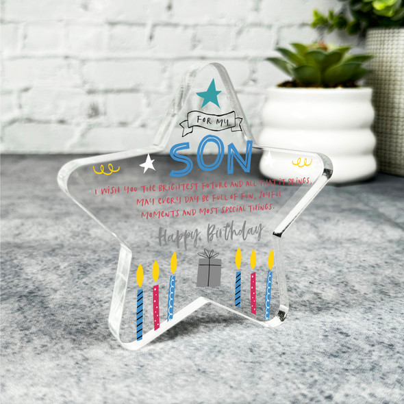 Custom Ornament Son Happy Birthday Present Candles Star Plaque Keepsake Gift