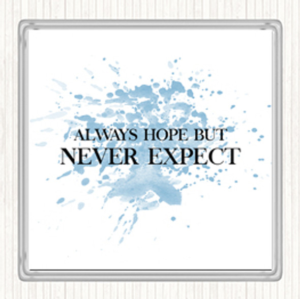 Blue White Always Hope Inspirational Quote Coaster