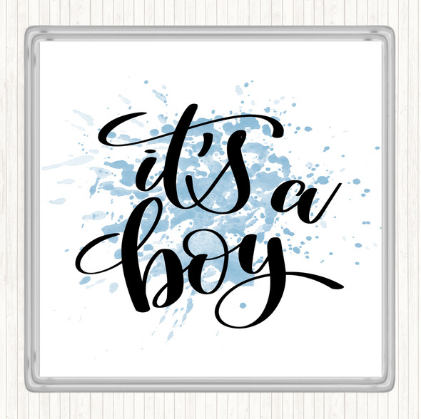 Blue White A Boy Inspirational Quote Coaster