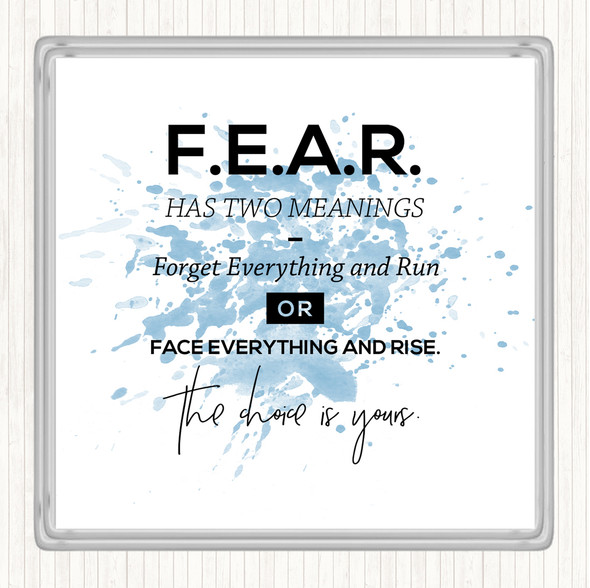 Blue White Forget Everything Inspirational Quote Coaster