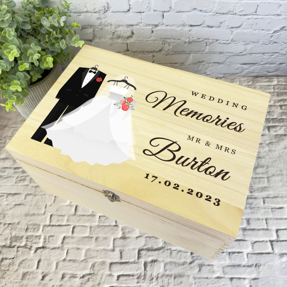 Wedding Outfits Memories Wedding Day Personalised Wooden Memory Keepsake Box