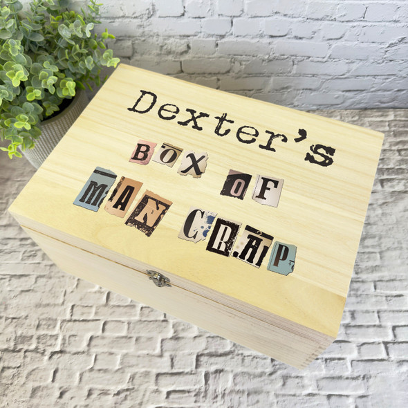 Newspaper Cutouts Men's Bit's & Bobs Personalised Wooden Keepsake Storage Box