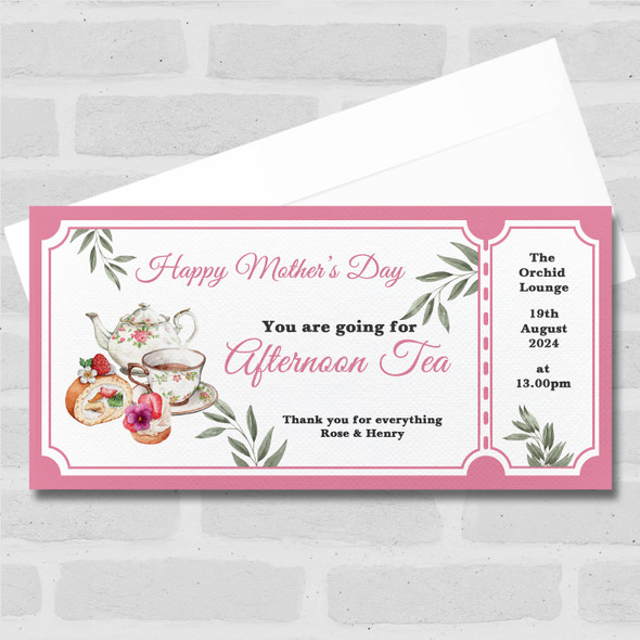 Happy Mother's Day Going Afternoon Tea Personalised Surprise Ticket Gift Voucher