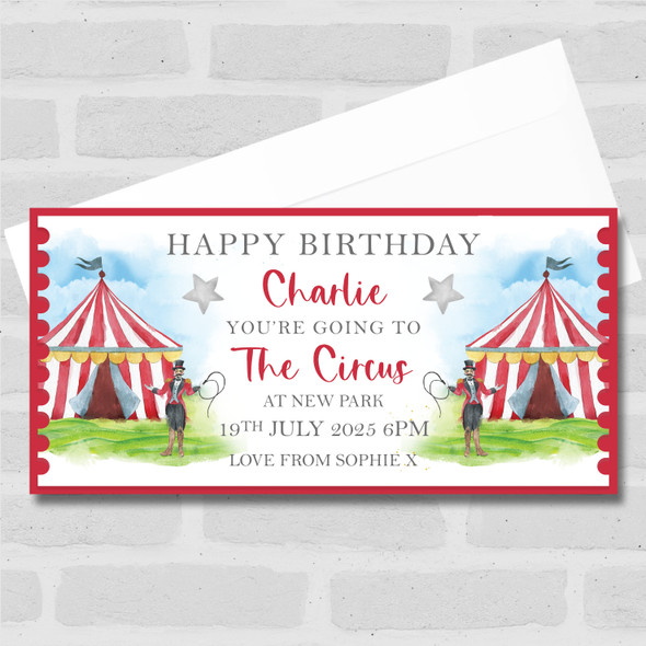 Going To The Circus Tent Any Occasion Personalised Surprise Ticket Gift Voucher