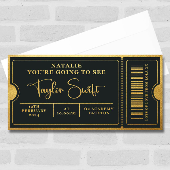 Any Occasion Concert Theatre Show Personalised Surprise Ticket Gift Voucher