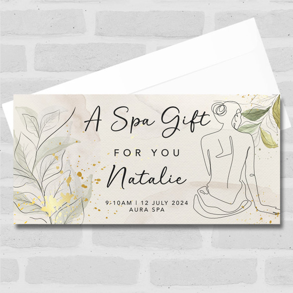 Woman Line Art A Spa Day For You Personalised Surprise Ticket Gift Voucher