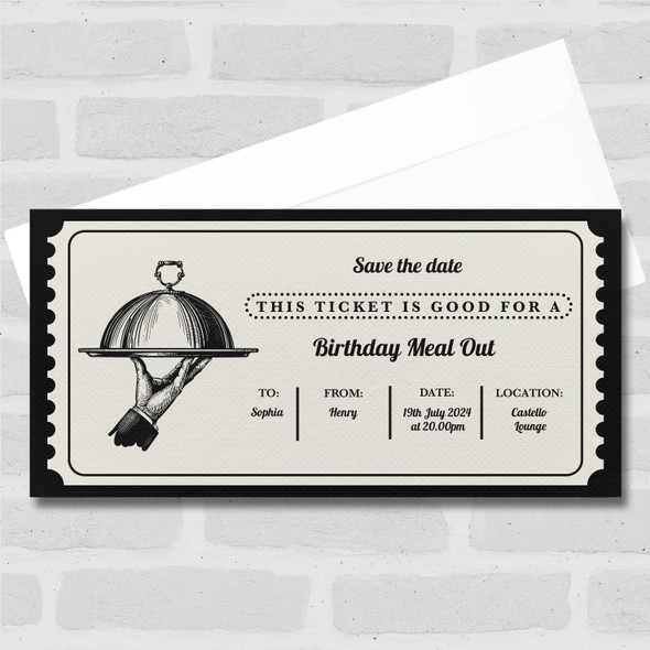 Retro Gift Birthday Meal Out Personalised Surprise Ticket Gift Voucher