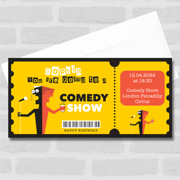 Funny Going To Comedy Show Personalised Surprise Ticket Gift Voucher