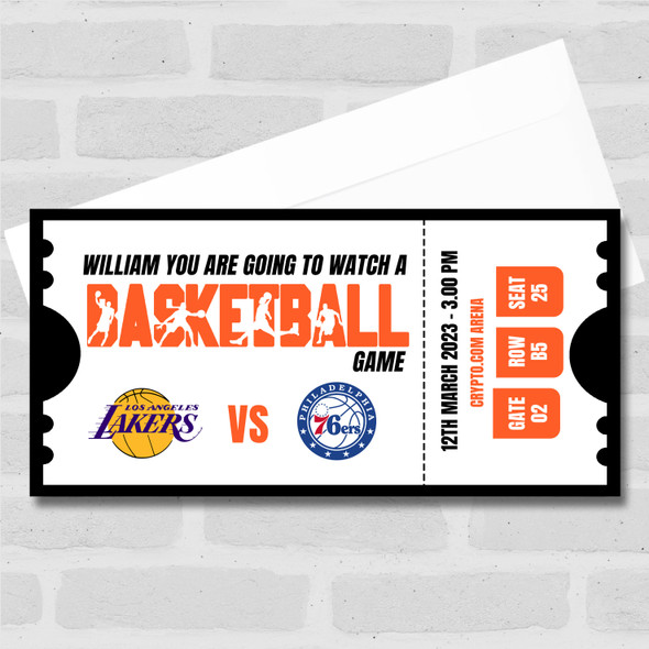 Watch A Basketball Game Personalised Surprise Ticket Gift Voucher