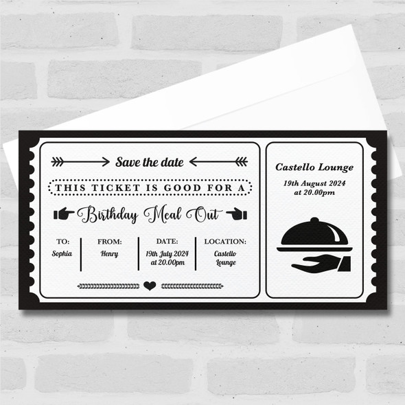 Birthday Meal Out Personalised Surprise Ticket Gift Voucher