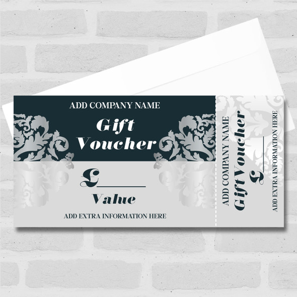 Any Details Any Business Silver Classic Pattern Perforated Business Gift Voucher