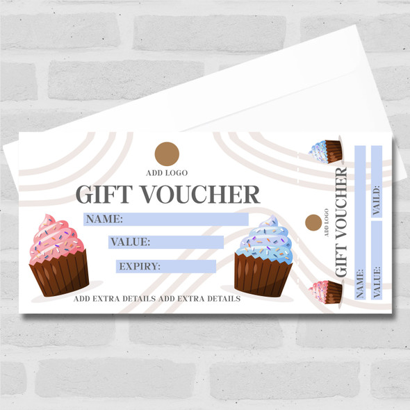 Cupcake Bakery Café Restaurant Food Any Details Perforated Business Gift Voucher