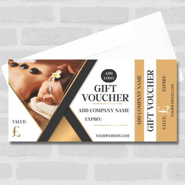 Spa Massage Gold Lines Aesthetics Beauty Therapy Massage Business Gift Voucher