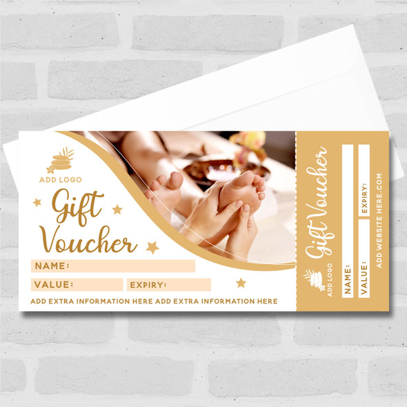 Spa Foot Massage Gold Aesthetics Beauty Therapy Massage Business Gift Voucher