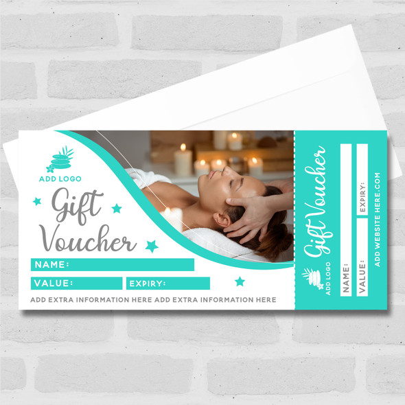 Spa Head Massage Blue Aesthetics Beauty Therapy Massage Business Gift Voucher