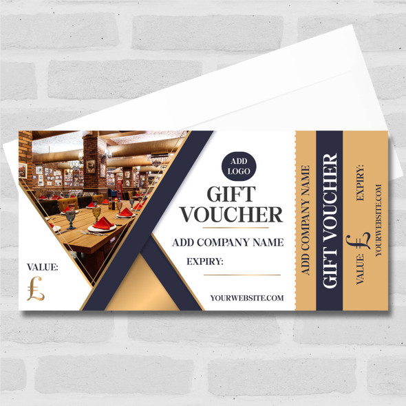 Dinning Restaurant Food Café Takeaway Navy Any Details Business Gift Voucher