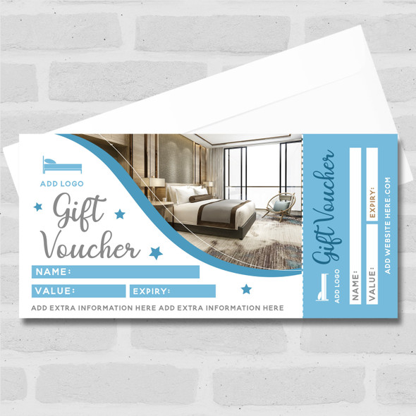 Hotel Room B&B Holiday Travel Company Blue Any Details Business Gift Voucher