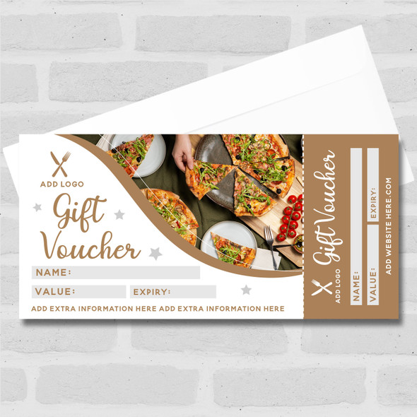 Pizza Restaurant Food Café Takeaway Gold Any Details Business Gift Voucher