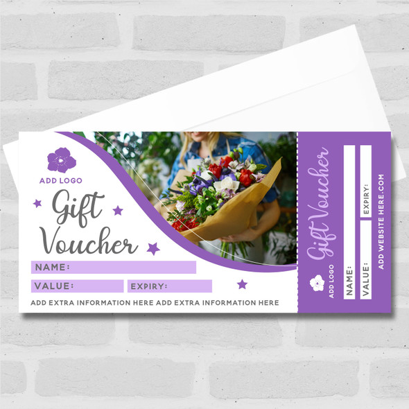 Florist Flowers Floral Purple Any Details Perforated Business Gift Voucher