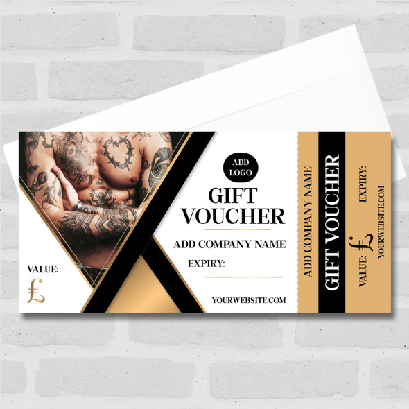 Tattoo Studio Gold Navy Gold Any Details Perforated Business Gift Voucher