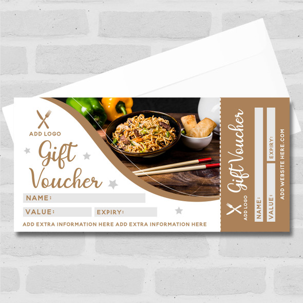 Chinese Asian Food Restaurant Takeaway Any Details Business Gift Voucher