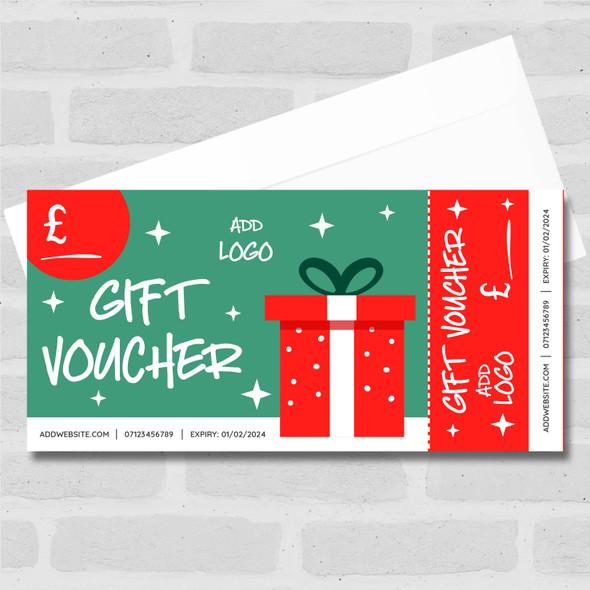 Gift Box Any Details Red Bright Generic Perforated Business Gift Voucher