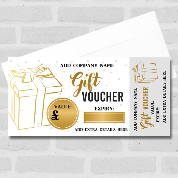 Present Any Details Gold Silver Generic Perforated Business Gift Voucher