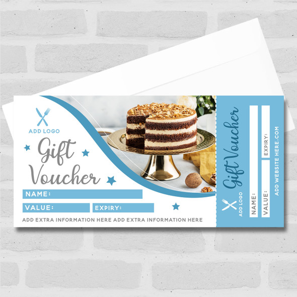 Cake Bakery Café Restaurant Food Blue Any Details Business Gift Voucher