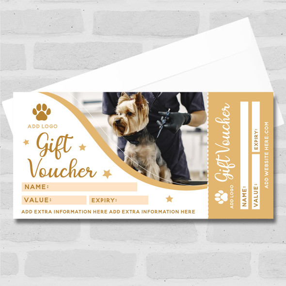 Dog Pet Animal Groomers Grooming Gold Any Details Business Gift Voucher