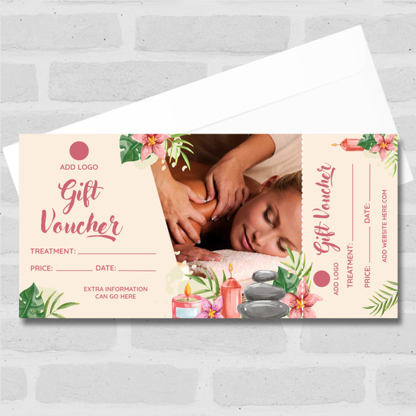 Spa Pink Photo Aesthetics Beauty Therapy Massage Business Gift Voucher