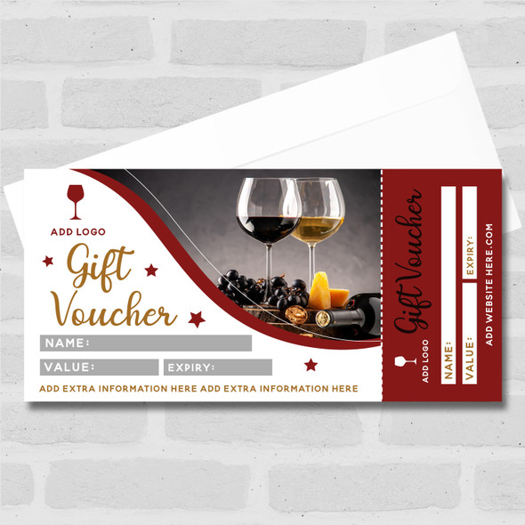 Wine Tasting Bar Cocktail Restaurant Perforated Business Gift Voucher