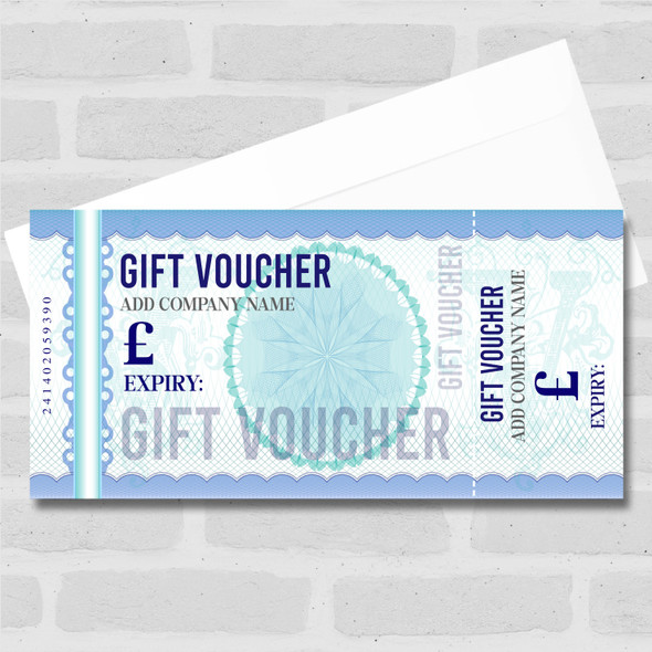 Blue Money Any Details Any Business Perforated Business Gift Voucher