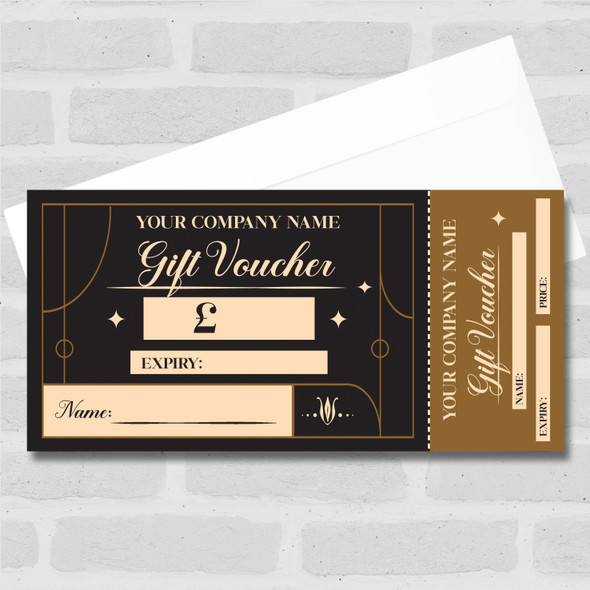 Gold Black Any Details Generic Perforated Business Gift Voucher