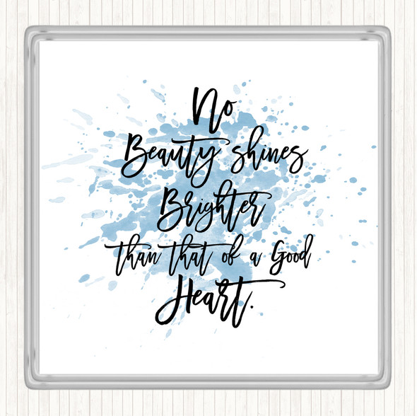 Blue White Good Heart Inspirational Quote Coaster