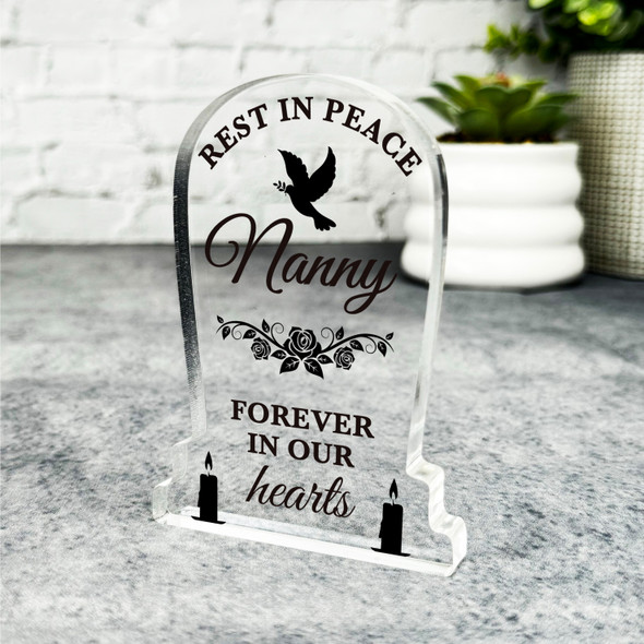Nanny Black Rose Dove Silhouette Memorial Gift Gravestone Keepsake Plaque