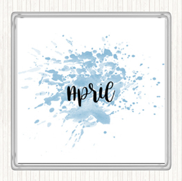 Blue White April Inspirational Quote Coaster
