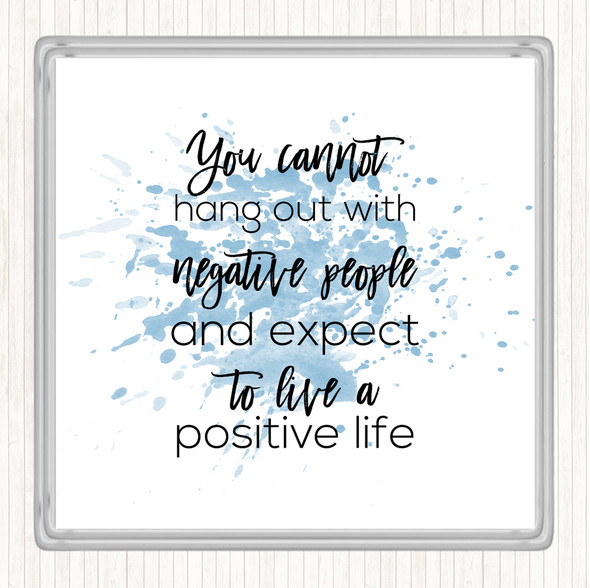 Blue White Hang Out Inspirational Quote Coaster