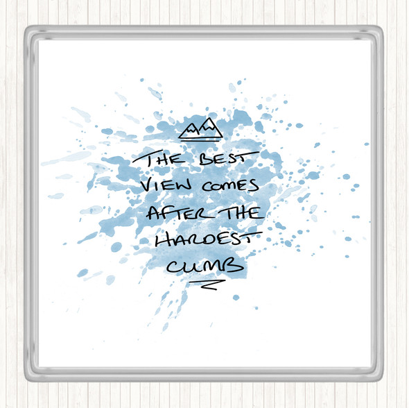 Blue White Hardest Climb Inspirational Quote Coaster