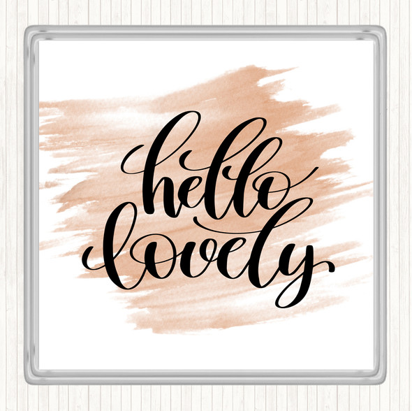 Watercolour Hello Lovely Quote Coaster