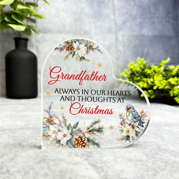 Grandfather Christmas Watercolour Floral Gift Side Heart Keepsake Plaque Decor