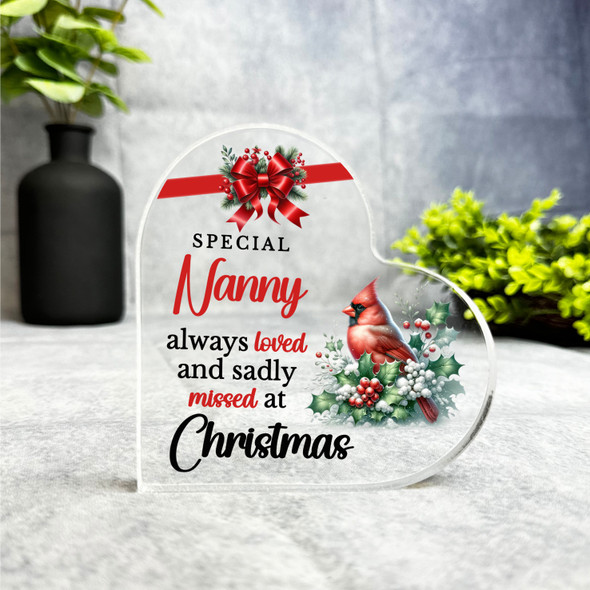Nanny Cardinal Bird Remembrance Christmas Memorial Gift Heart Keepsake Plaque