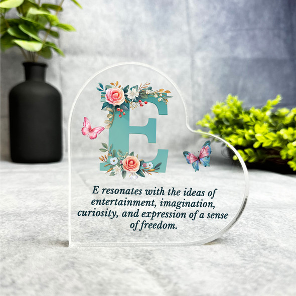 Floral Name Initial Letter E Meaning Gift Side Heart Keepsake Plaque Ornament Floral Name Initial Letter E Meaning Gift Side Heart Keepsake Plaque Ornament