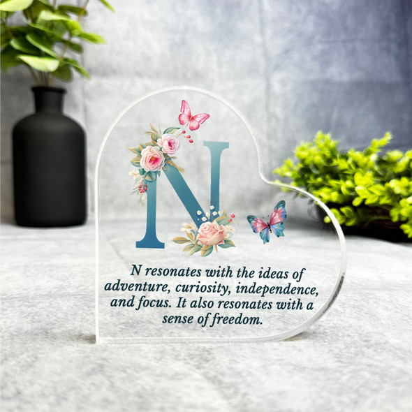 Floral Name Initial Letter N Meaning Gift Side Heart Keepsake Plaque Ornament Floral Name Initial Letter N Meaning Gift Side Heart Keepsake Plaque Ornament