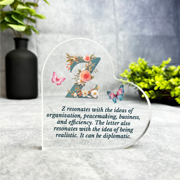 Floral Name Initial Letter Z Meaning Gift Side Heart Keepsake Plaque Ornament Floral Name Initial Letter Z Meaning Gift Side Heart Keepsake Plaque Ornament
