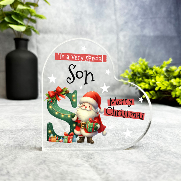 Gift For Special Son Christmas Alphabet Letter S Side Heart Keepsake Plaque