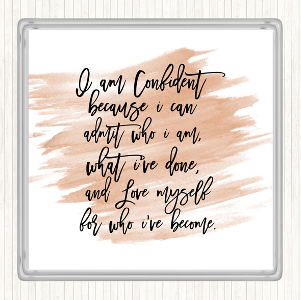 Watercolour I Am Confident Quote Coaster