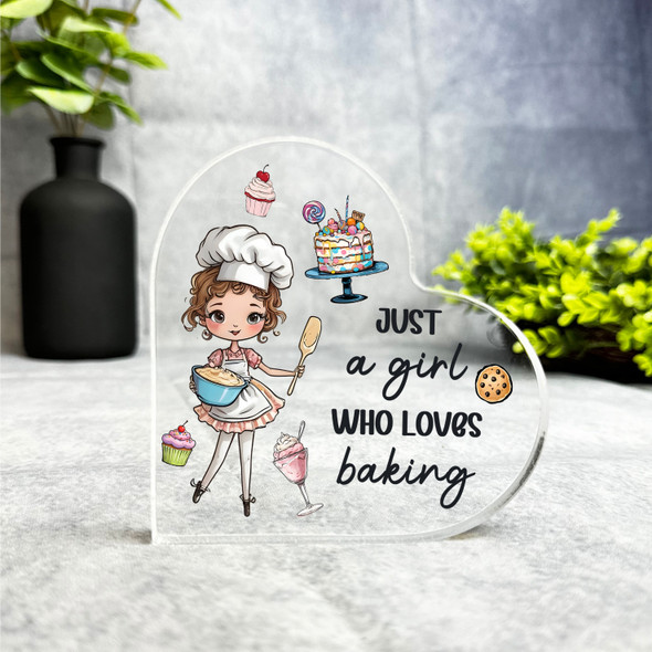 Gift For Baker Light Skin Girl Baking Side Heart Keepsake Plaque Ornament