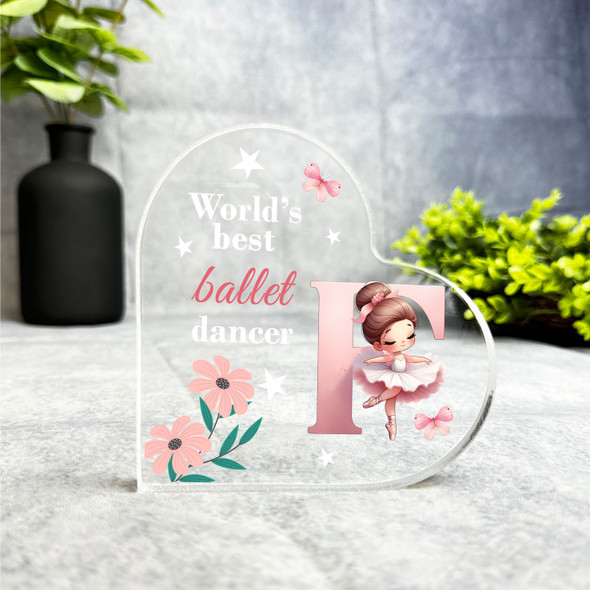 Gift For Ballet Dancer Name Initial F Side Heart Keepsake Plaque Ornament